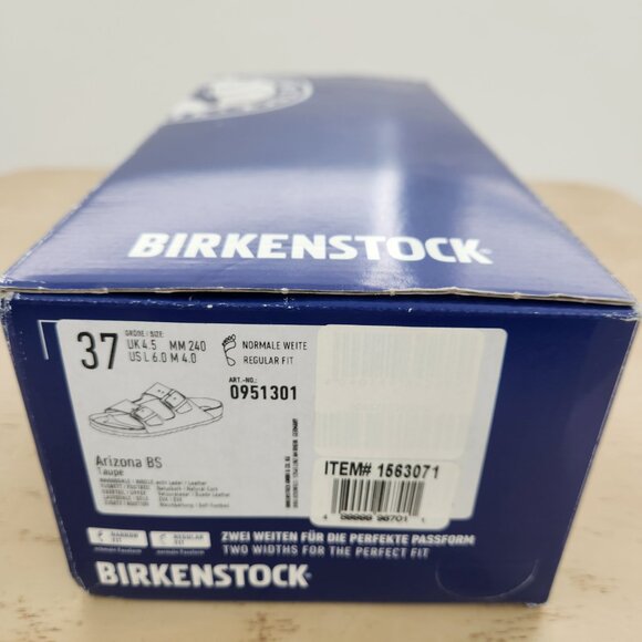 Birkenstock Arizona Suede Leather Sandal - Taupe, Size EU: 37 (US: 6-6.5) NWT - Picture 4 of 10